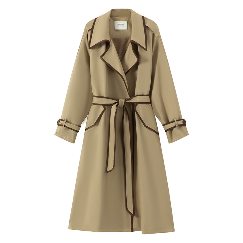 MINCO茗蔻时尚洋气英伦风大码韩版外套修身显瘦风衣中长款大衣