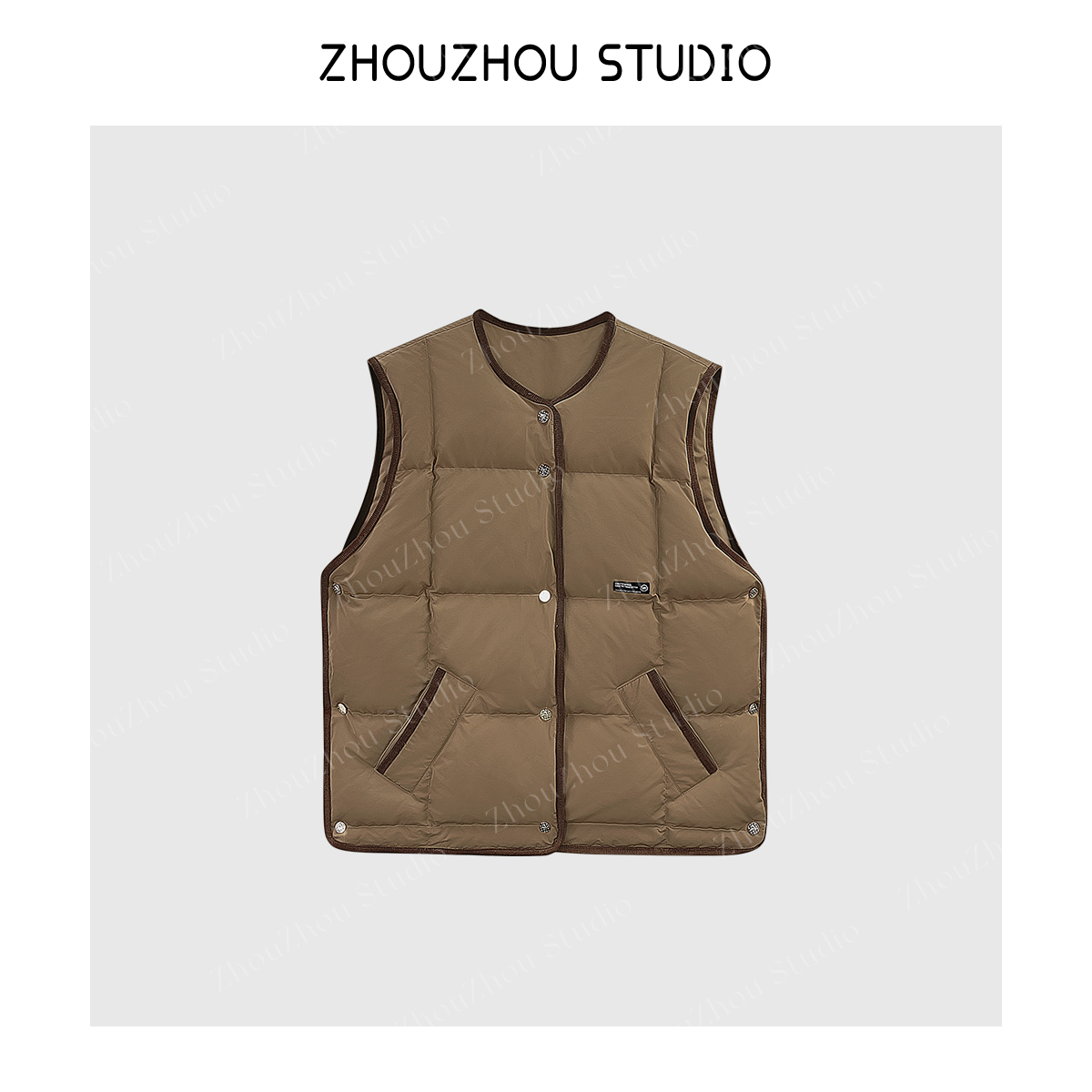  ZhouZhou25秋冬新品 复古方块面包马甲外套