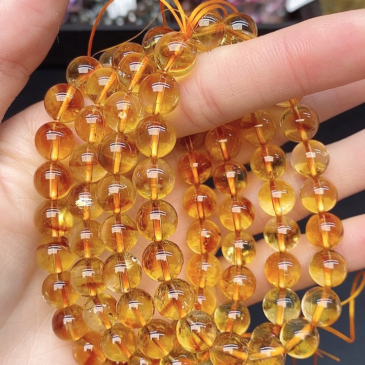 水晶手链未镶嵌3黄塔晶9mm