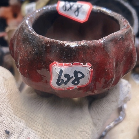 红陶粗陶花盆手工