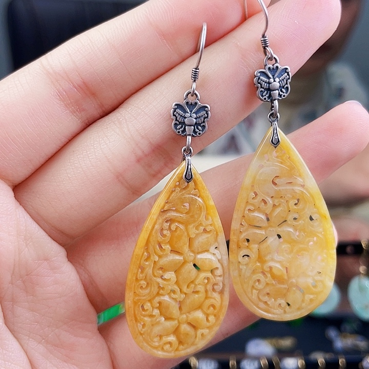 翡翠耳饰18K金镶嵌饰品