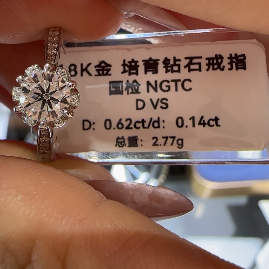 实验室培育钻石18K金镶嵌梦***燕星光62分16