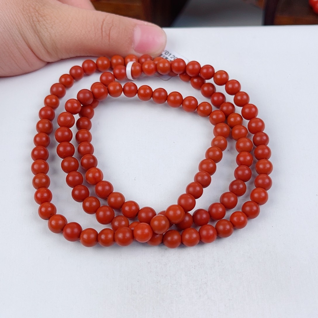 南红玛瑙保山哑光收藏级多圈6mm未镶嵌M**邹