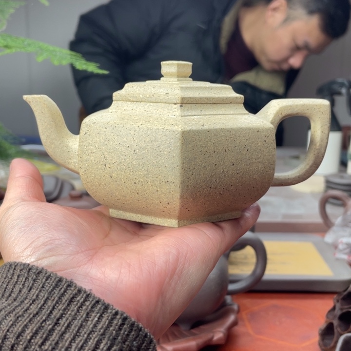 紫砂茶壶原矿无添加手磨料墨绿泥六方雪华