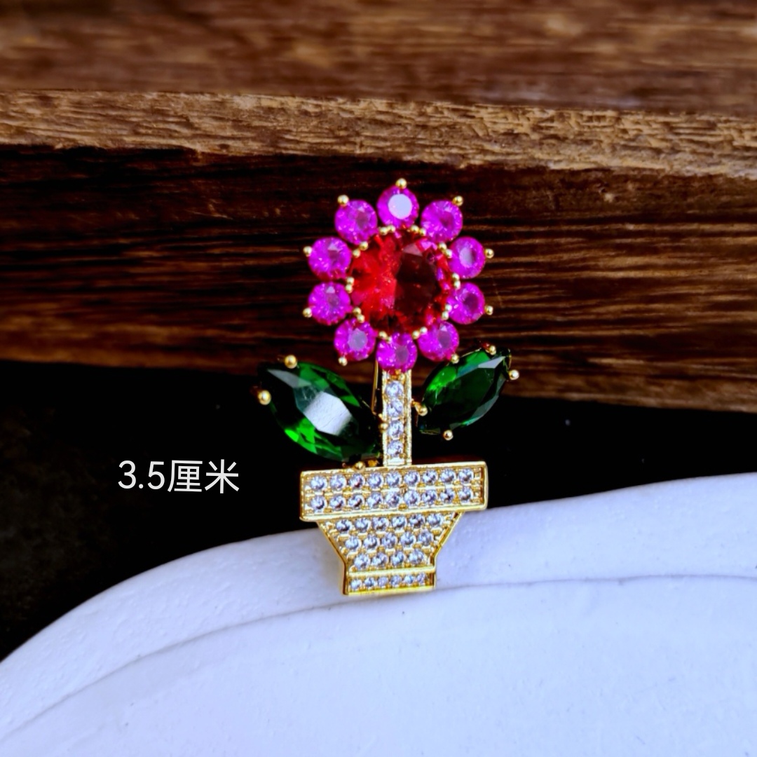 铜合金胸针 260 小花瓶胸针3.5厘米