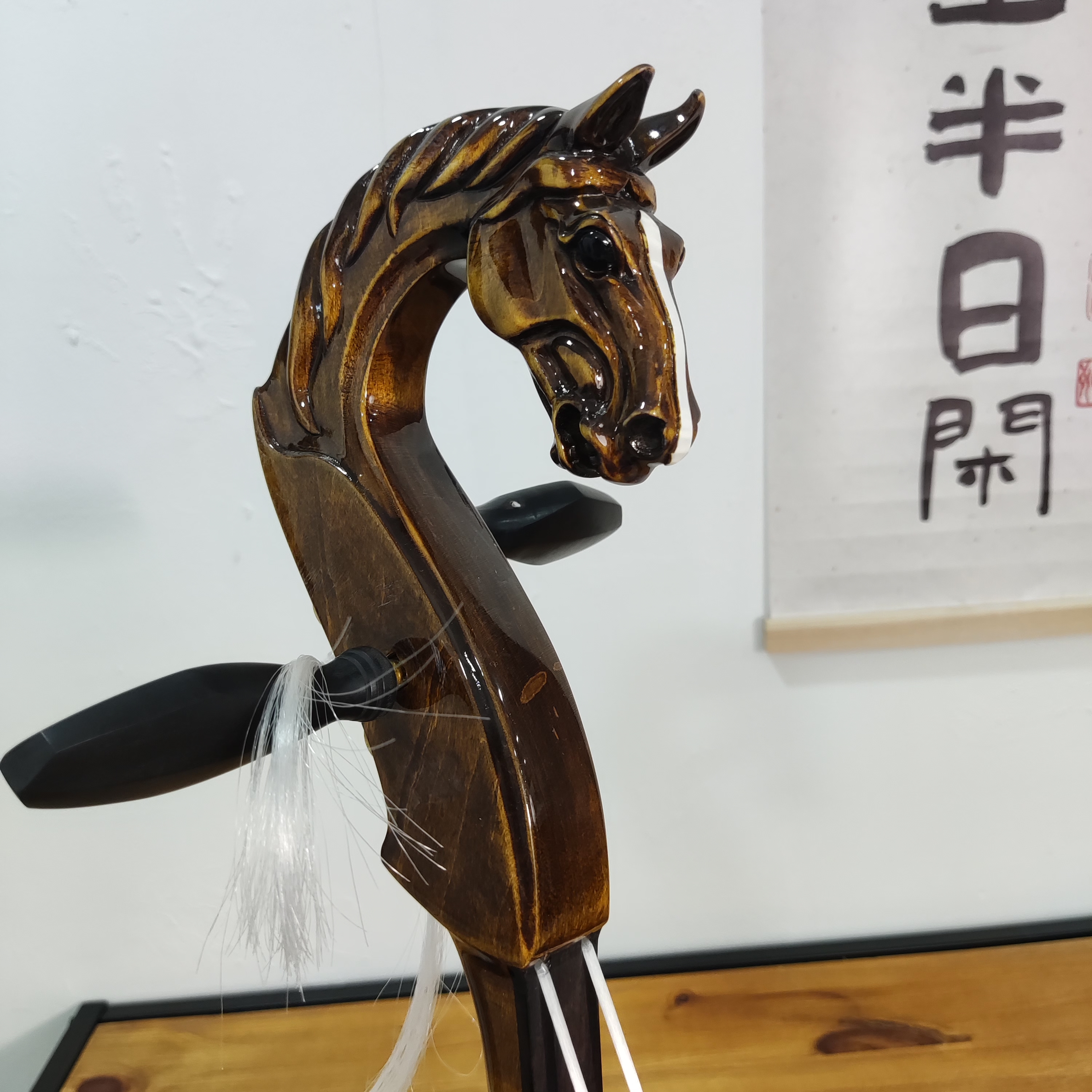 茶青色实木包角平板马头琴民族乐器