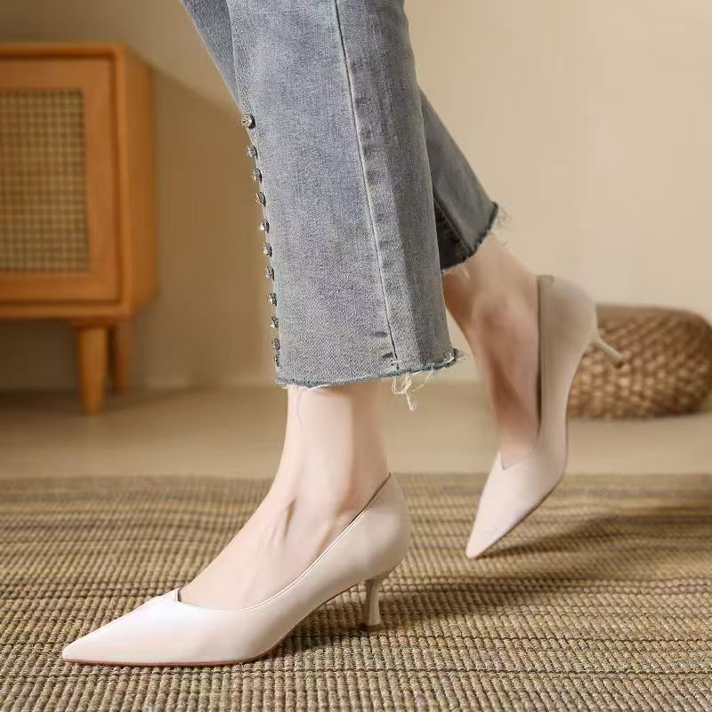 春夏新款 1356-5 时尚潮流气质设计感高跟细跟尖头单鞋