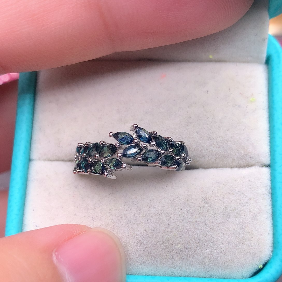 蓝宝石戒指银S925镶嵌