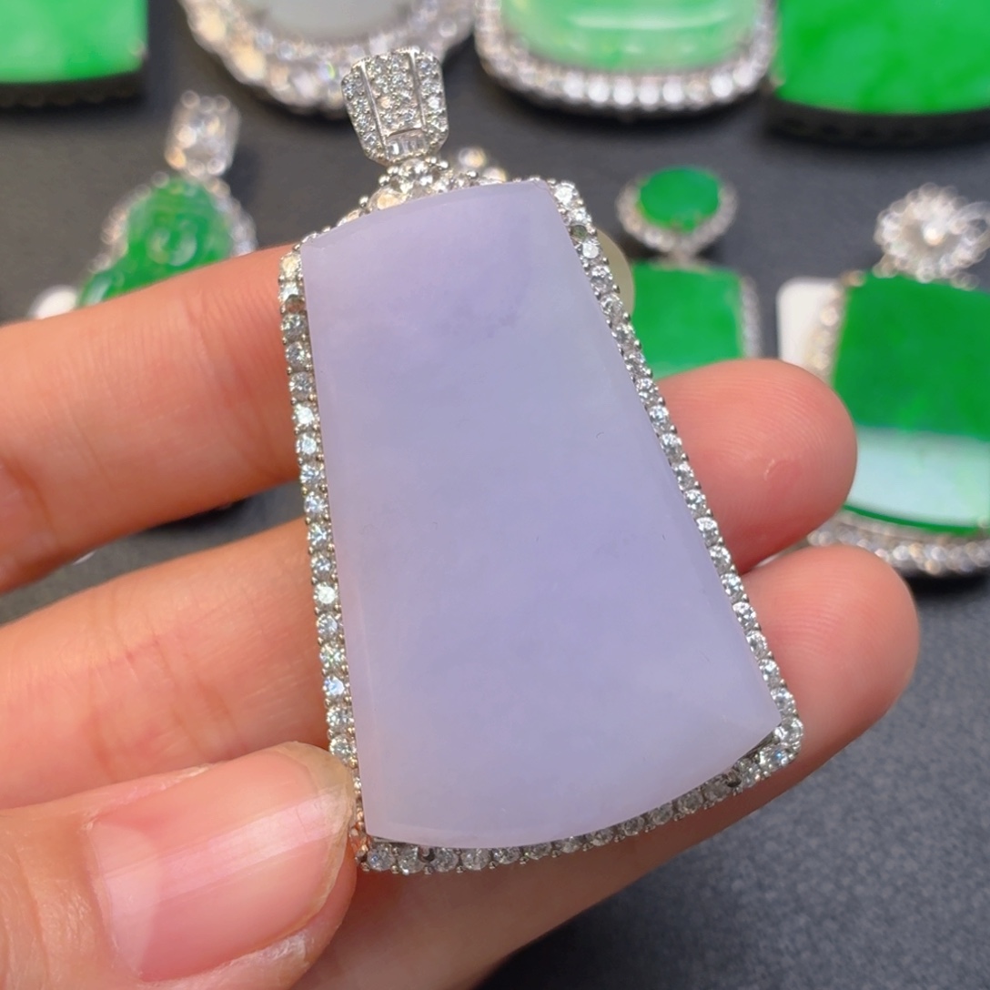 翡翠银S925镶嵌吊坠(不含链)