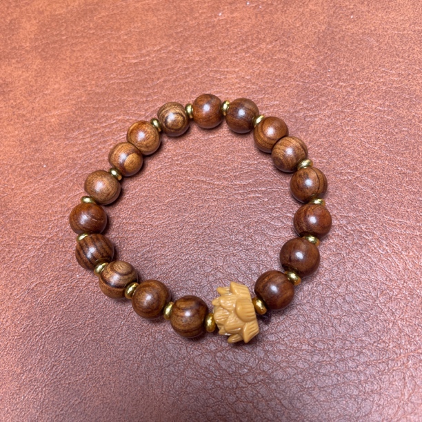 黄花梨莲花精选手串（无礼盒）H05