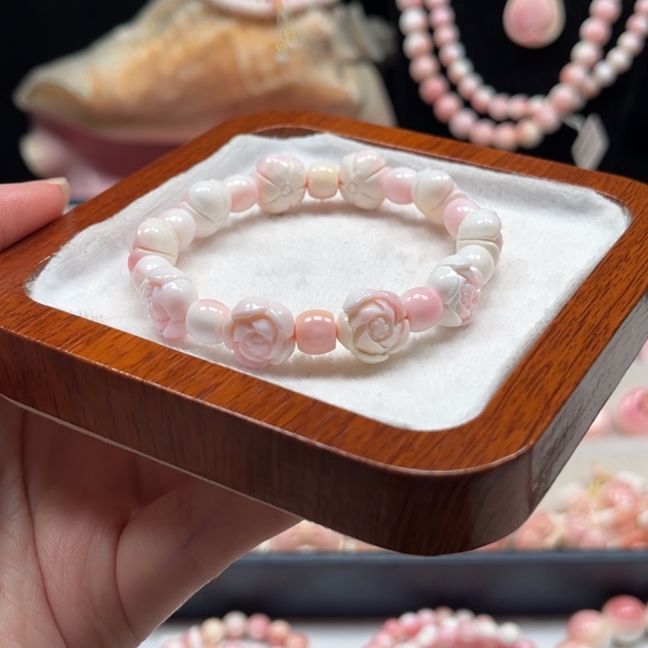 贝壳手串/手链粉贝玫瑰花设计款手串