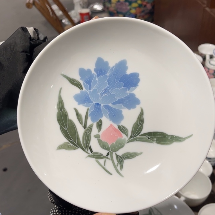 醴陵高温瓷釉下手绘18厘米微瑕