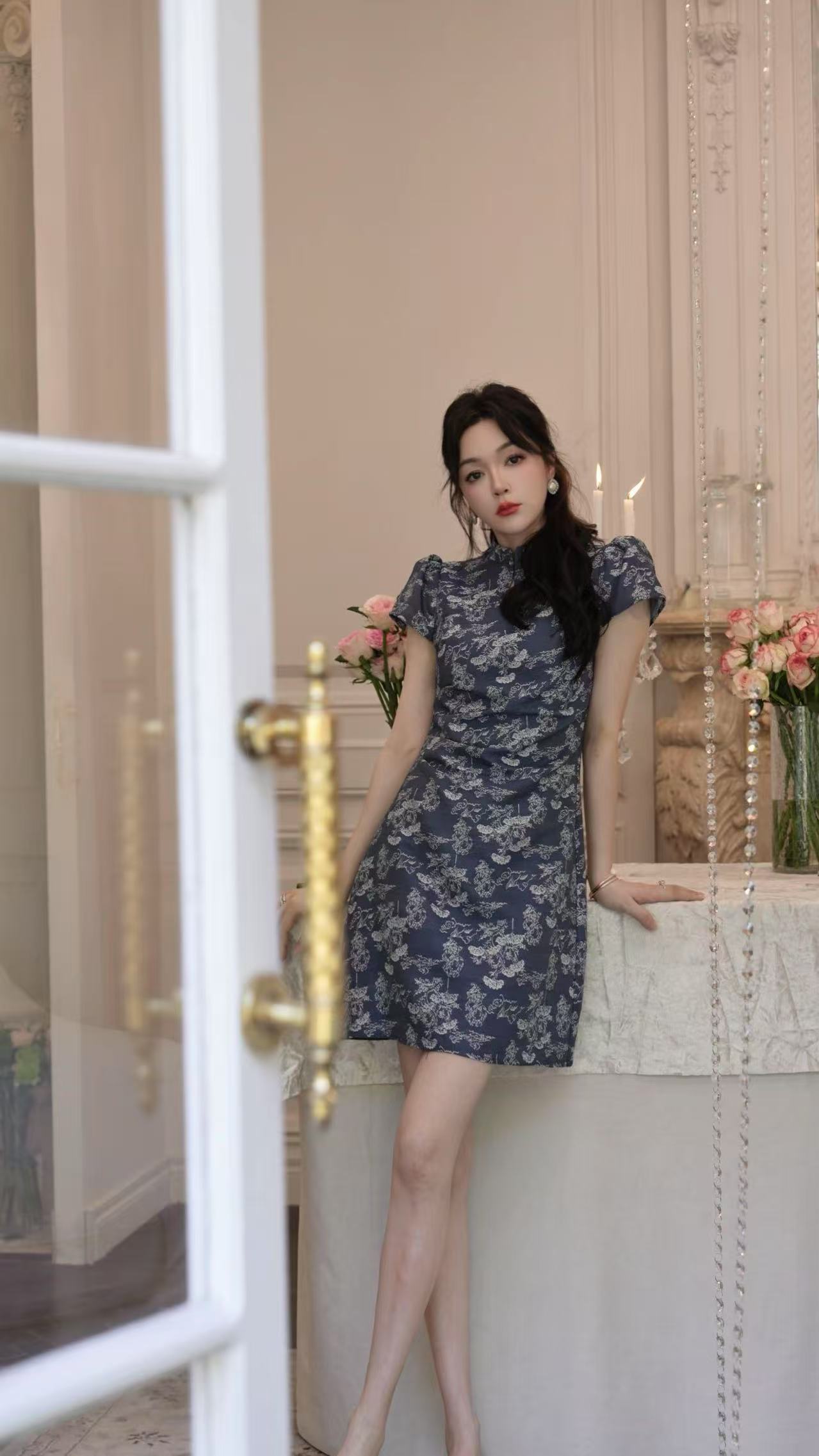 MIERSEOUR鎏金系列 【迷雾花园】艺术提花新中式旗袍连衣裙3267-