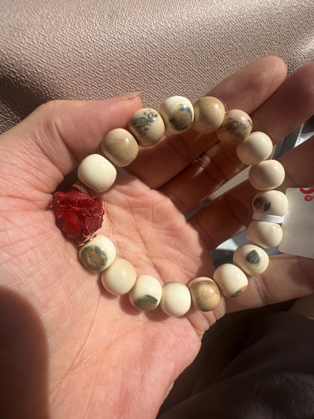 猛犸牙11*12*17颗配猛犸黄财神手串