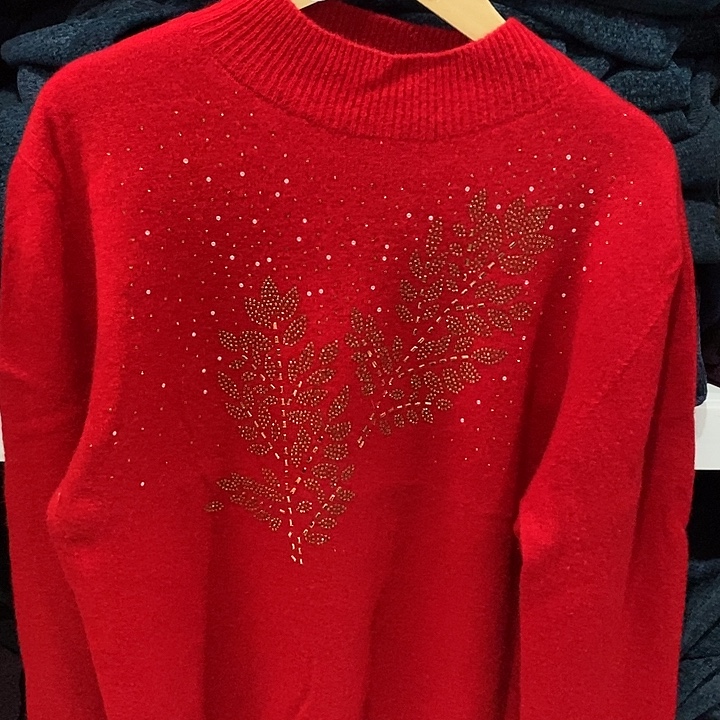 树叶烫钻纯羊毛颜色随机