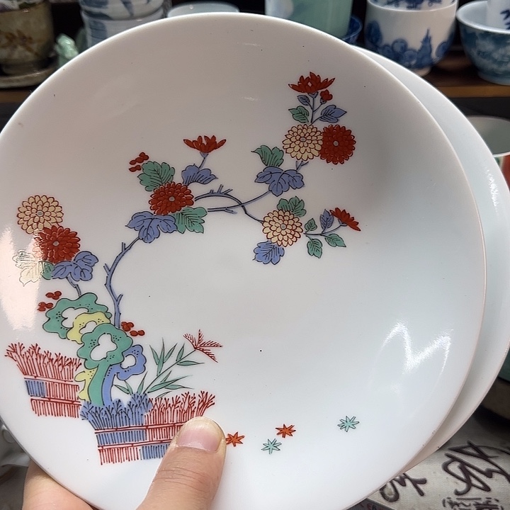 哲山底款青花手绘大盘子两个