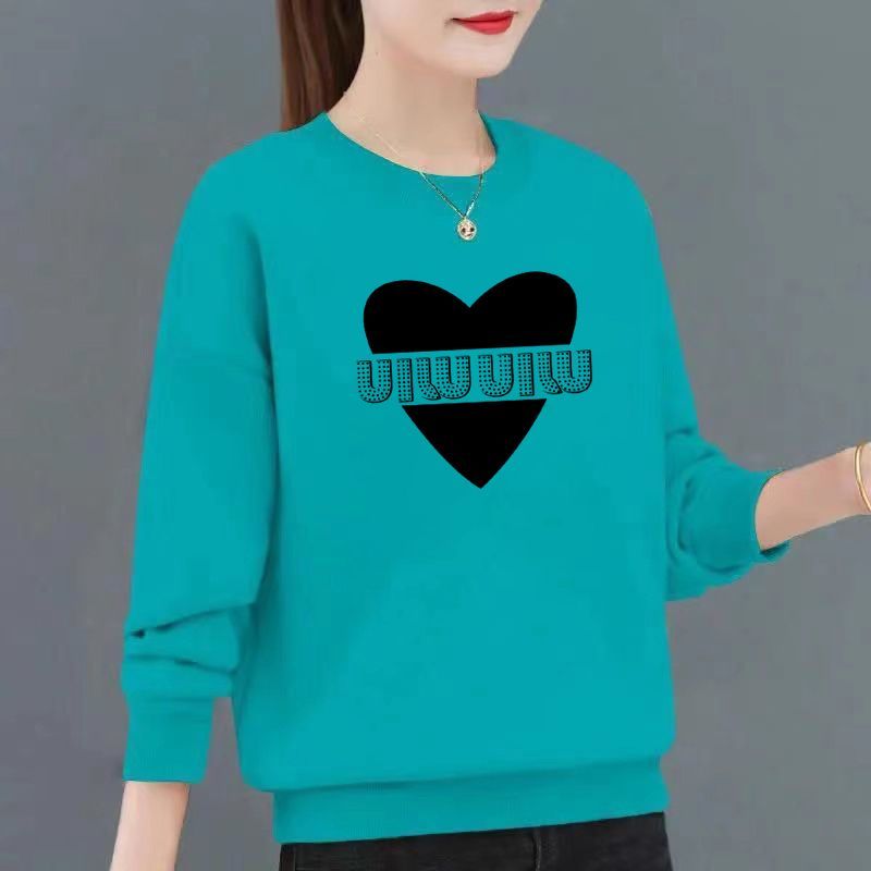 加绒加厚圆领卫衣女2024秋冬新款上衣印花早春宽松韩版洋气外套潮