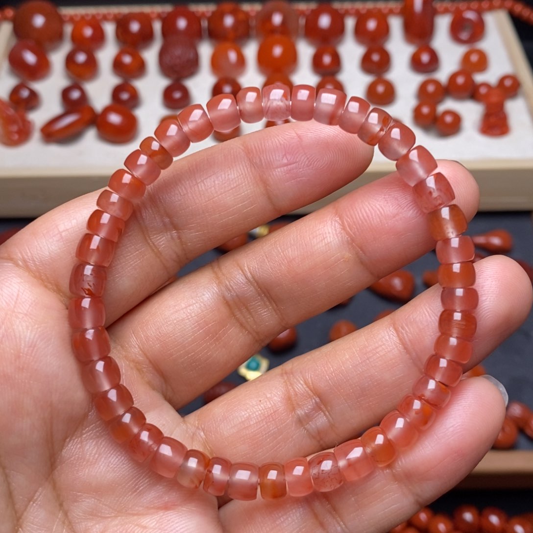 南红玛瑙配饰未镶嵌老型手串卡5.9