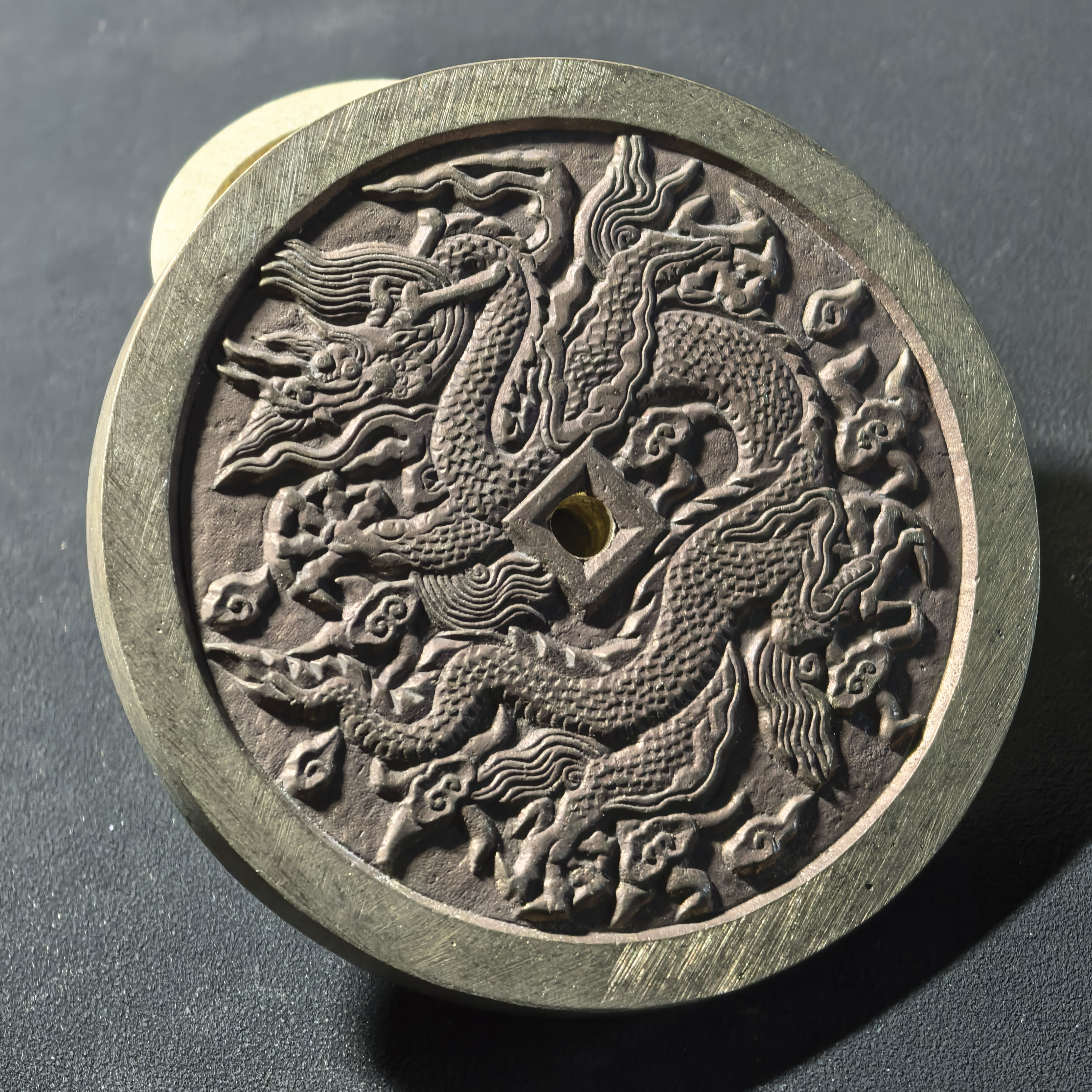 手工雕母翻砂花钱（龙凤花钱）现代文创翻砂金属工艺品铜钱