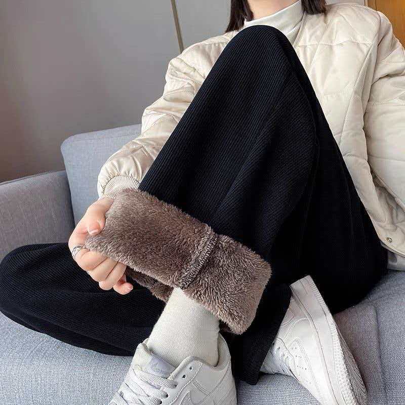 【运费补贴+加绒加厚】阔腿裤女秋冬季新款宽松显瘦直筒休闲裤保暖