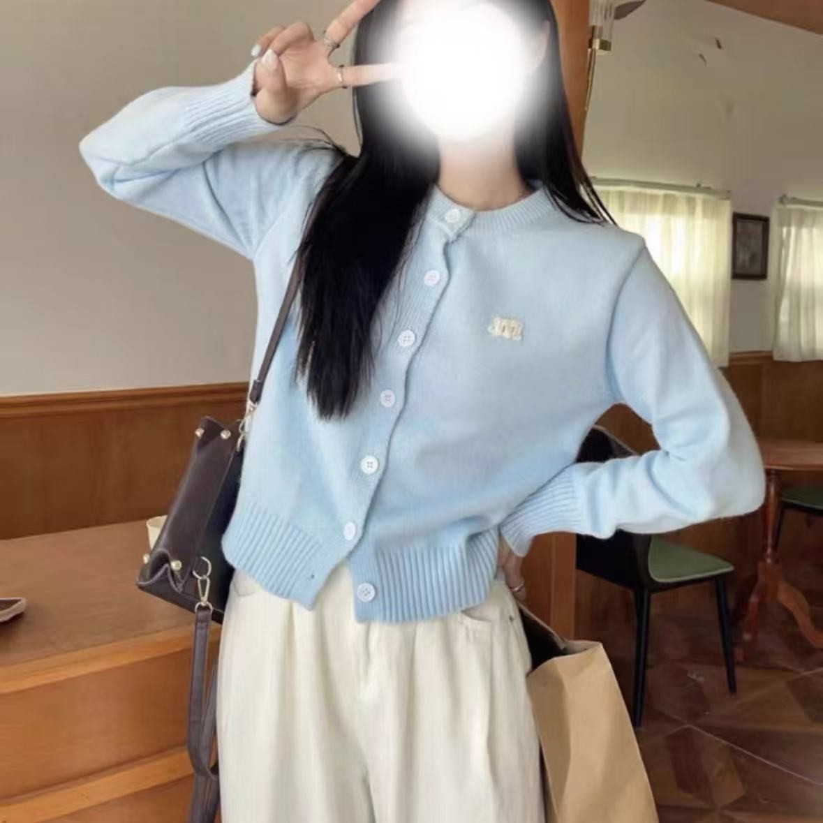 胖鹅张~韩系软糯针织开衫上衣#1341