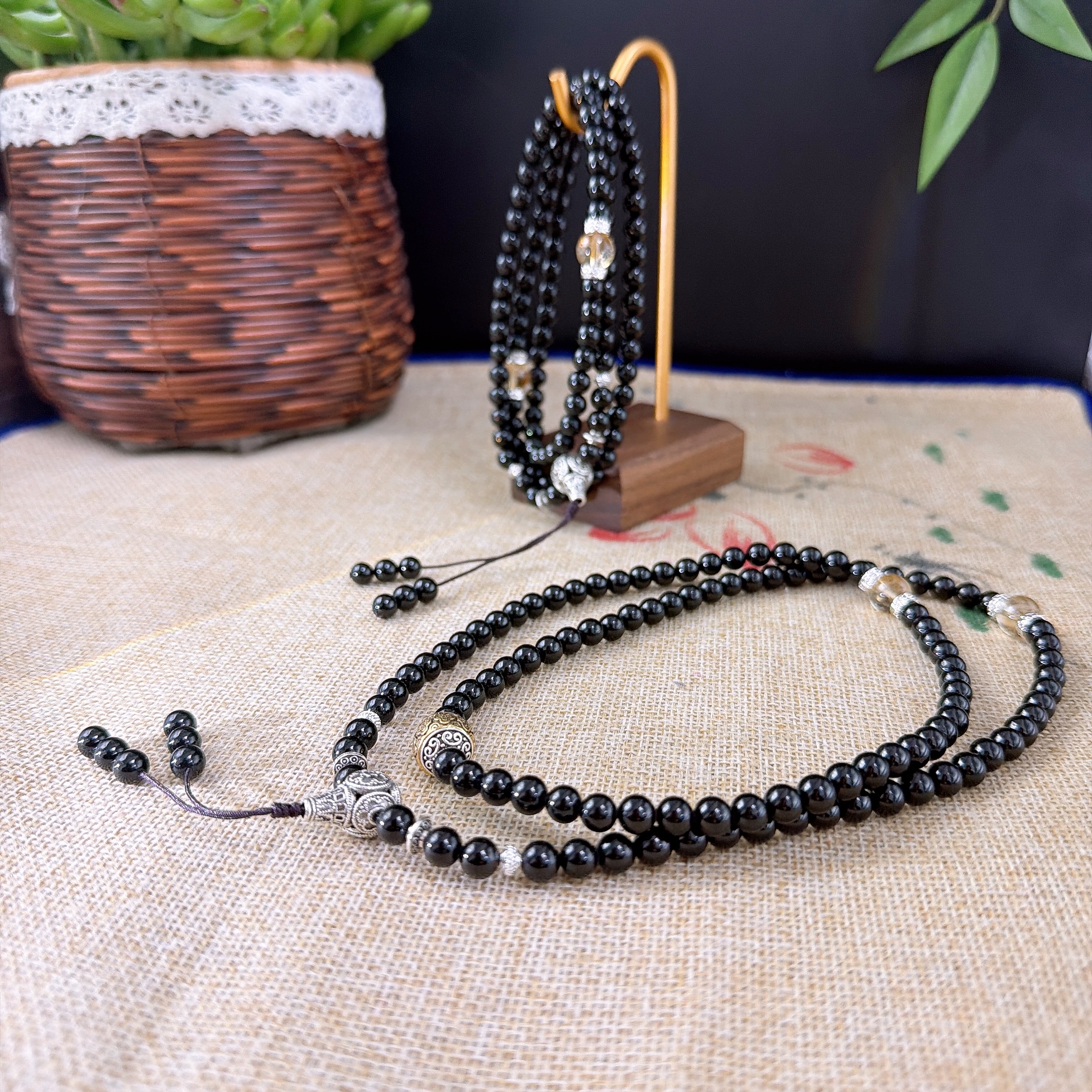 HY09 天然黑碧玺设计款108佛珠 6mm 多样性发一