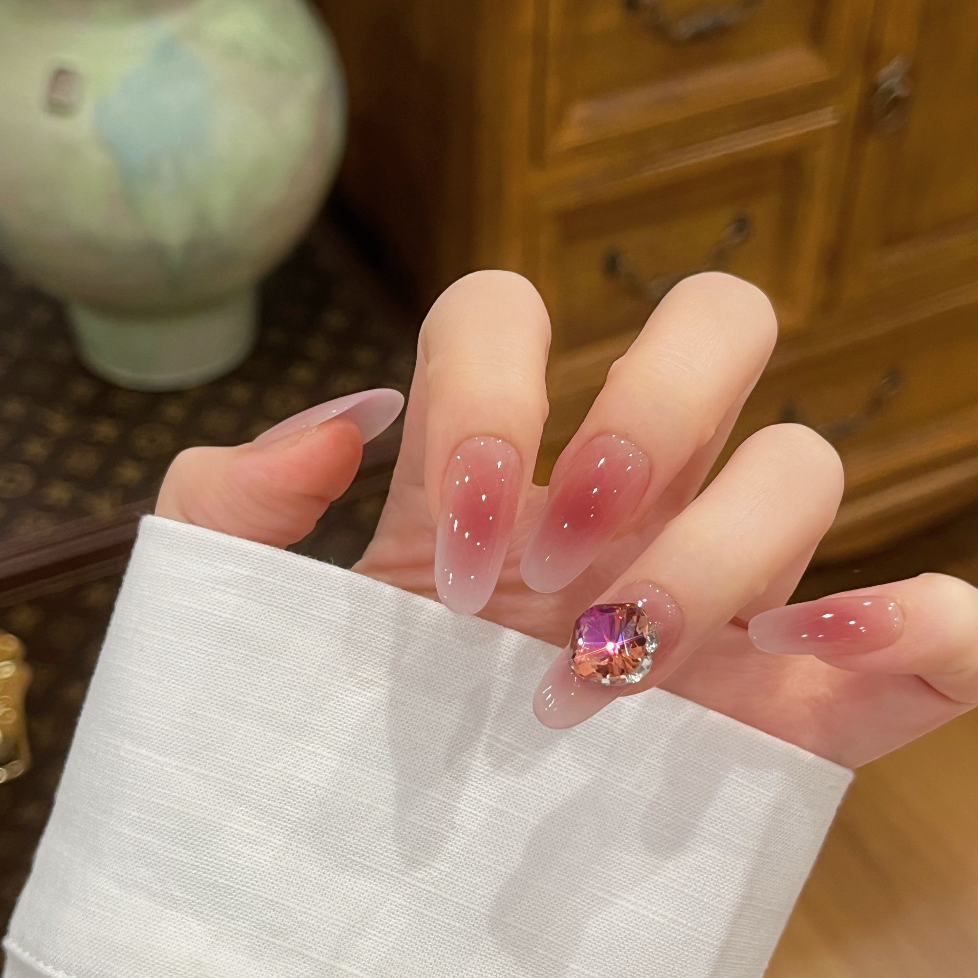 茉哉【落日烟霞】纯手工定制美甲拆卸穿戴甲A4742 S