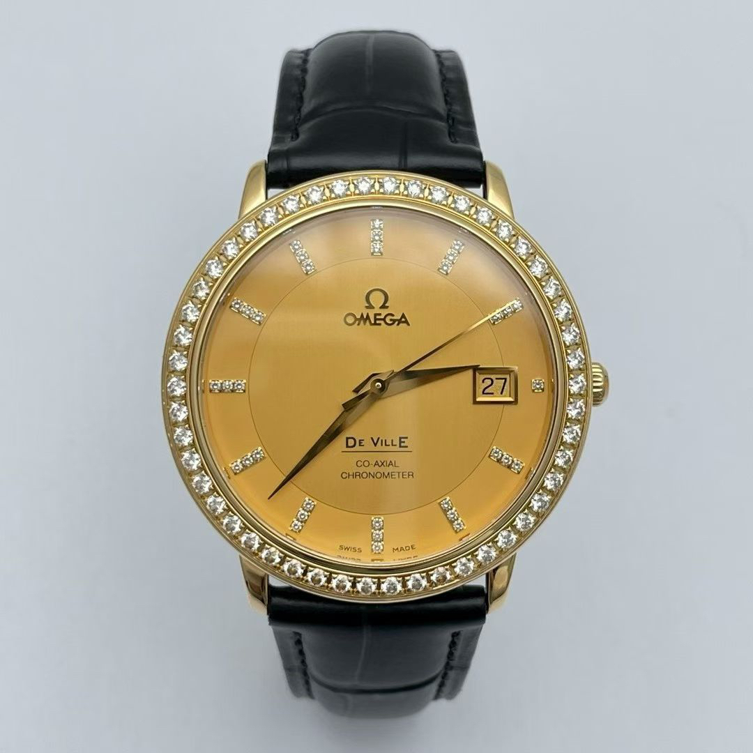 95新 Omega/欧米茄 全金蝶飞/单表/36.5mm/18K黄金/原镶钻石