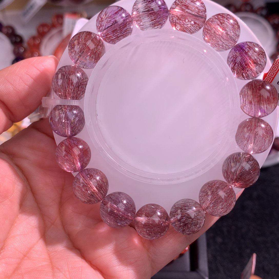 未镶嵌手链水晶紫粉双色超七