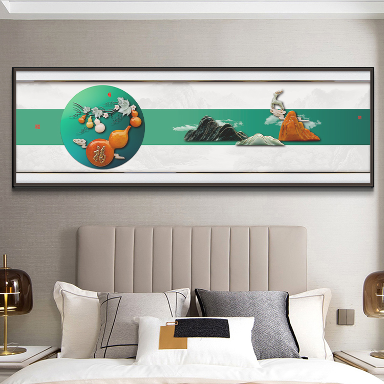 九头鸟手工玉雕画《福禄生财》150x50