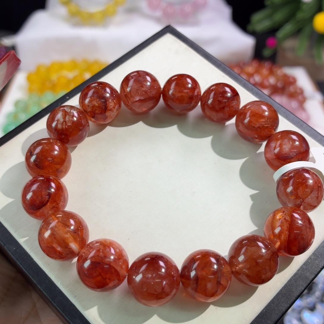 手串未镶嵌水晶红胶花13+