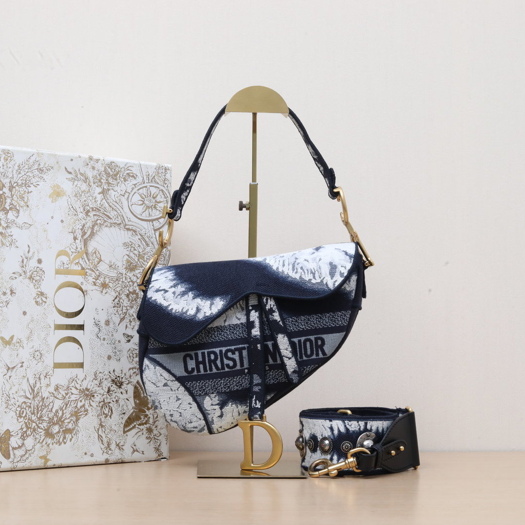 99新 DIOR/迪奥 小花柳 2020 马鞍包 中号 25.5 配肩带