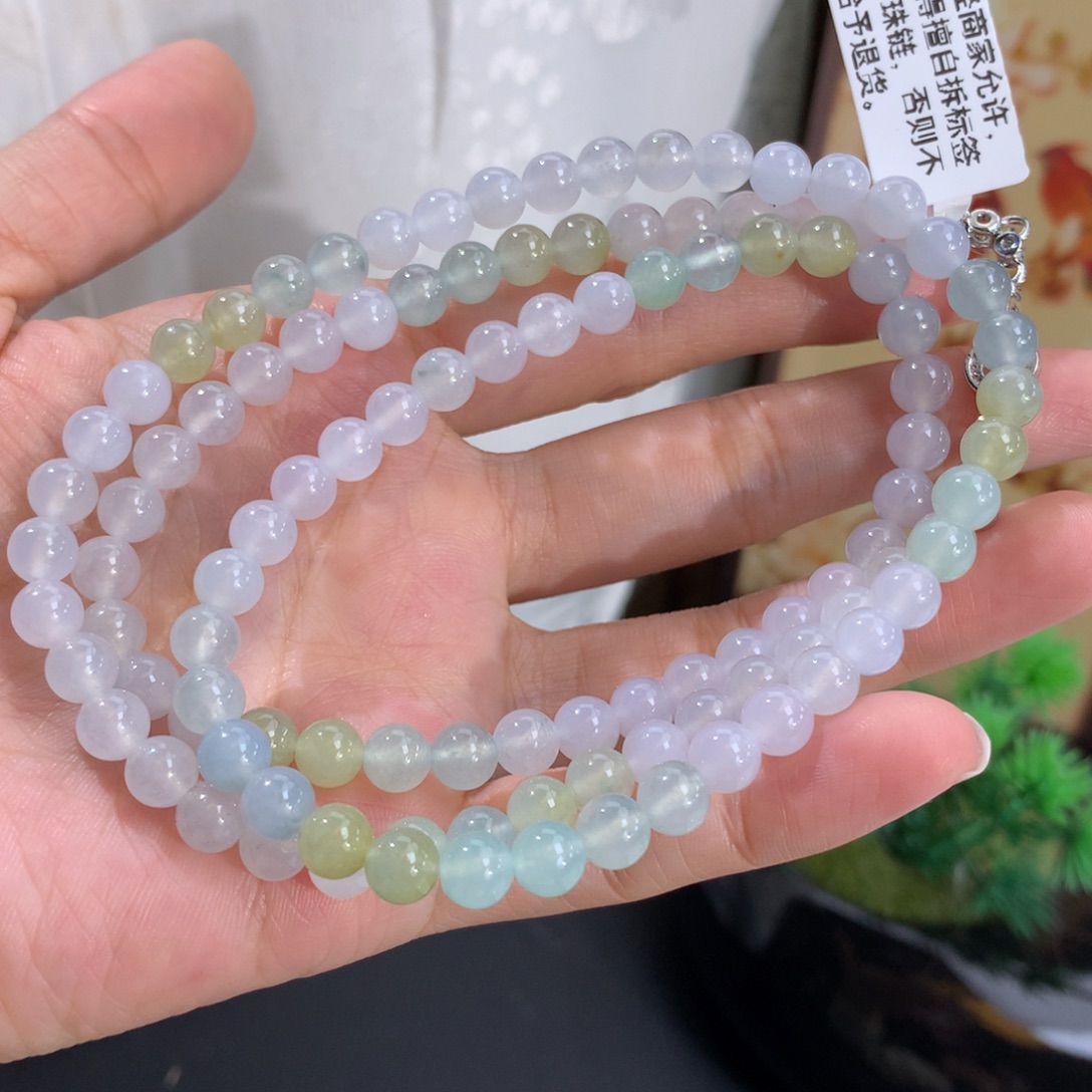 翡翠未镶嵌手串卡6冰胶马卡龙项链