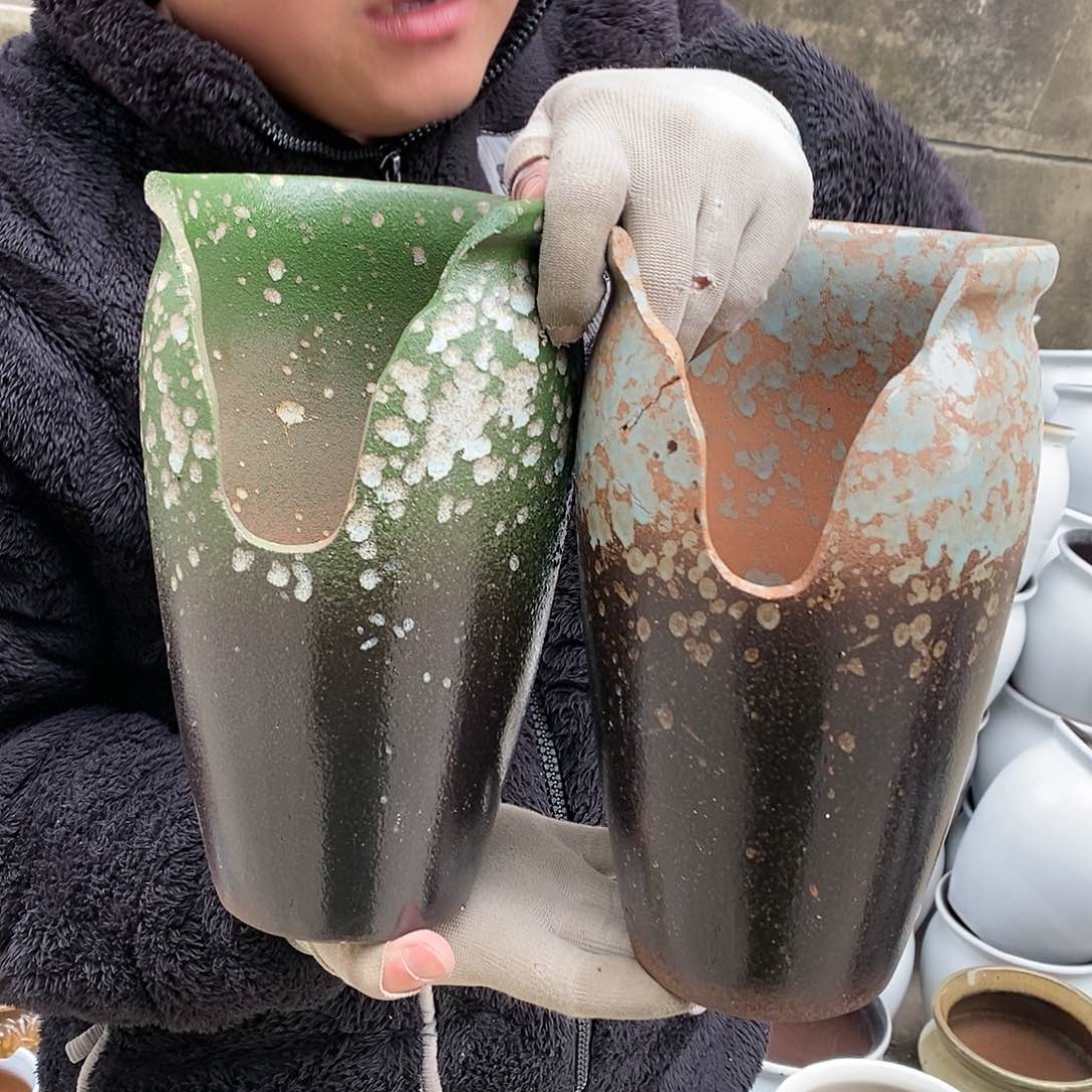 紫砂花盆瑕疵口15高25