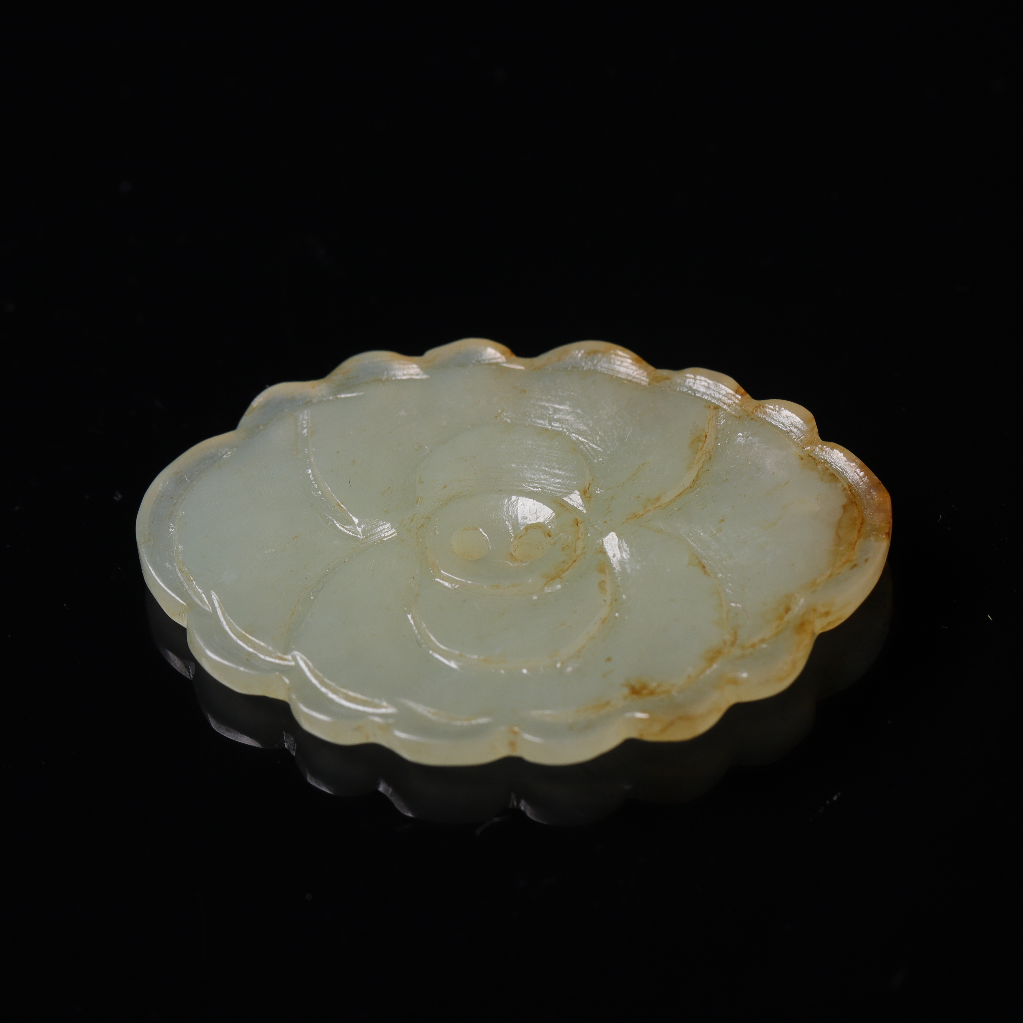 清代和田玉帽花饰件-NX