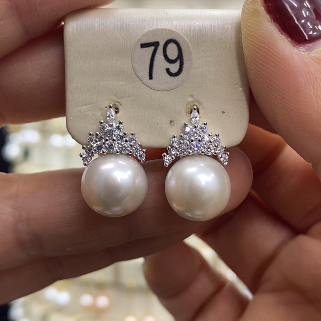 淡水珍珠耳饰银S925镶嵌