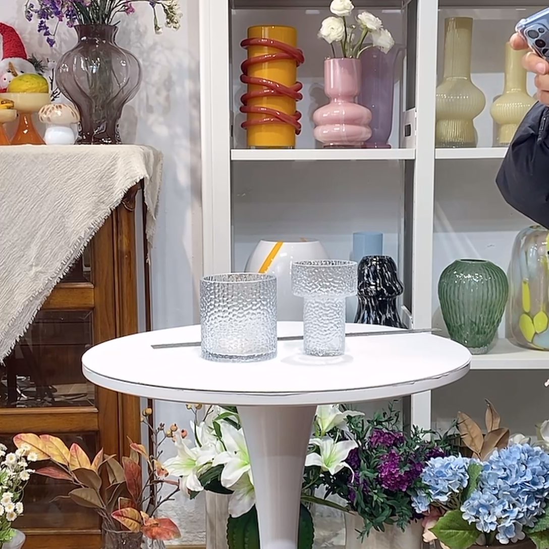 锤纹 两只 透明 玻璃