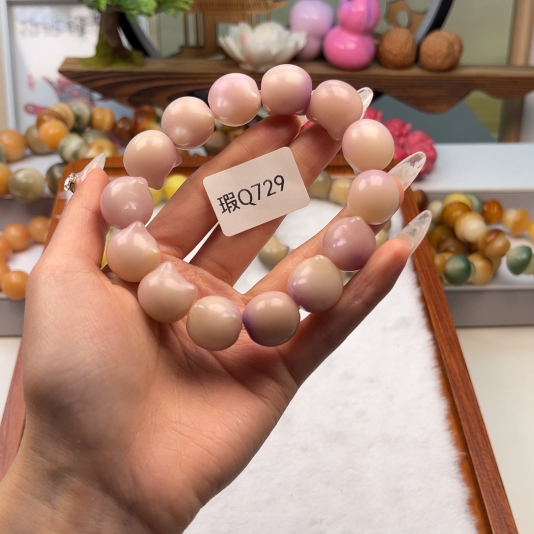 菩提根/象牙果手串15mm瑕猫头一串q729