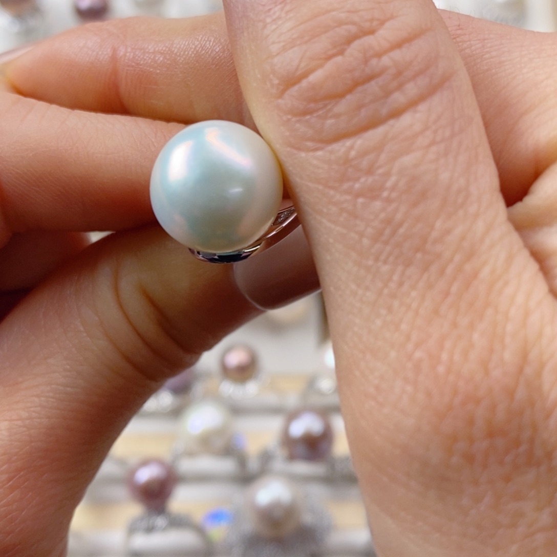 淡水珍珠戒指银S925镶嵌赵*瘦