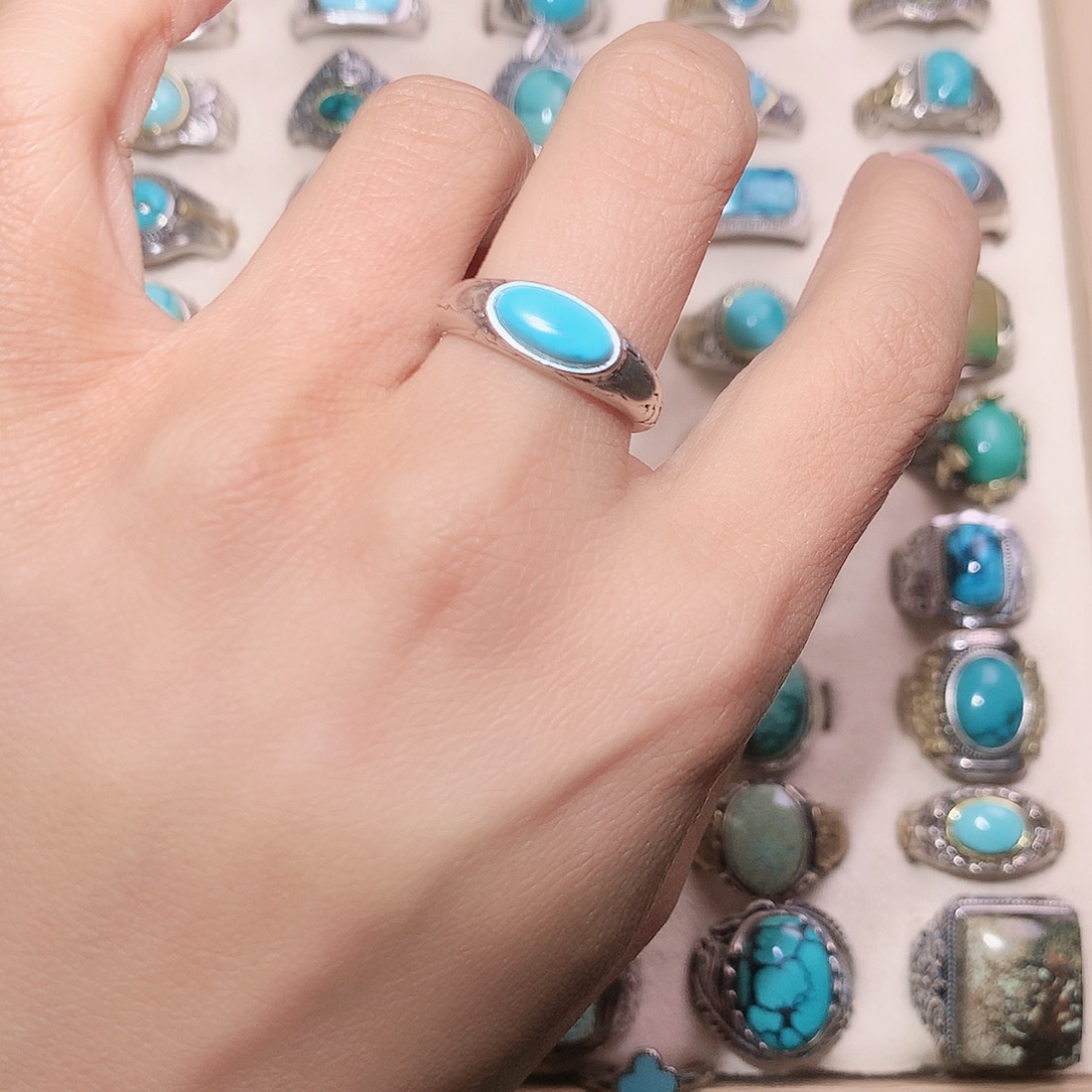 绿松石银S925镶嵌戒指