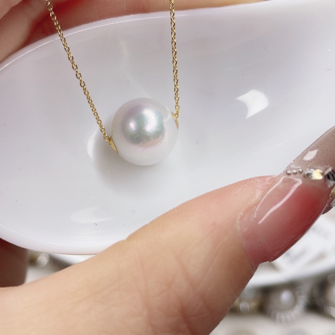 淡水珍珠吊坠(赠链)18K金镶嵌