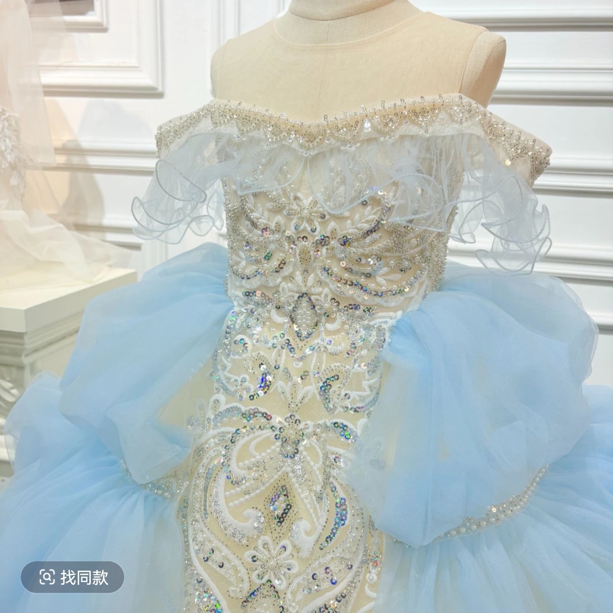 【晶蓝】儿童女童蓝色夏季生日走秀花童宴会洋气轻奢小女孩