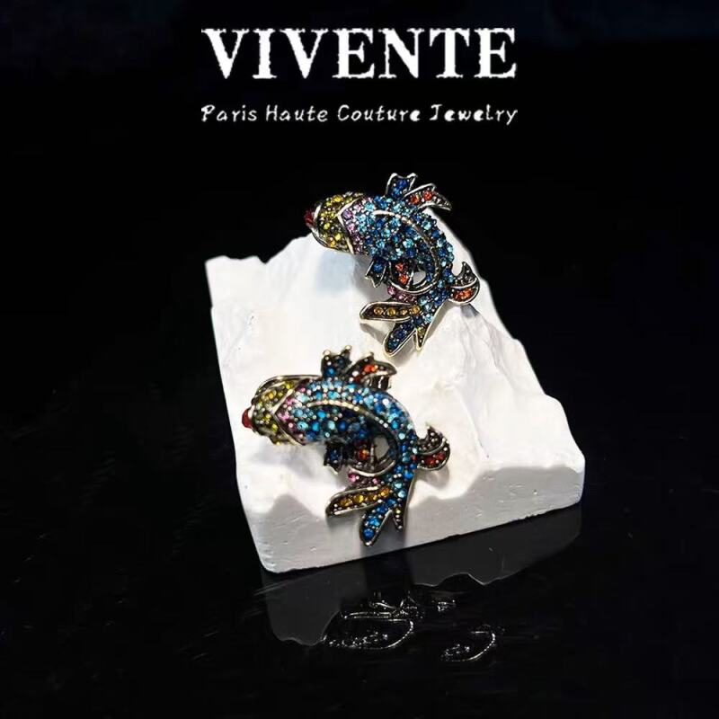 vintage中古 【锦鲤海棠】 铜  女士 耳环 YL433