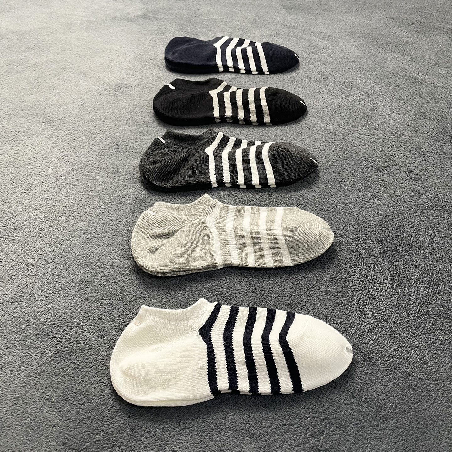 良品五双装精品男女情侣透气秋冬低帮浅口船袜短袜条纹短筒袜子