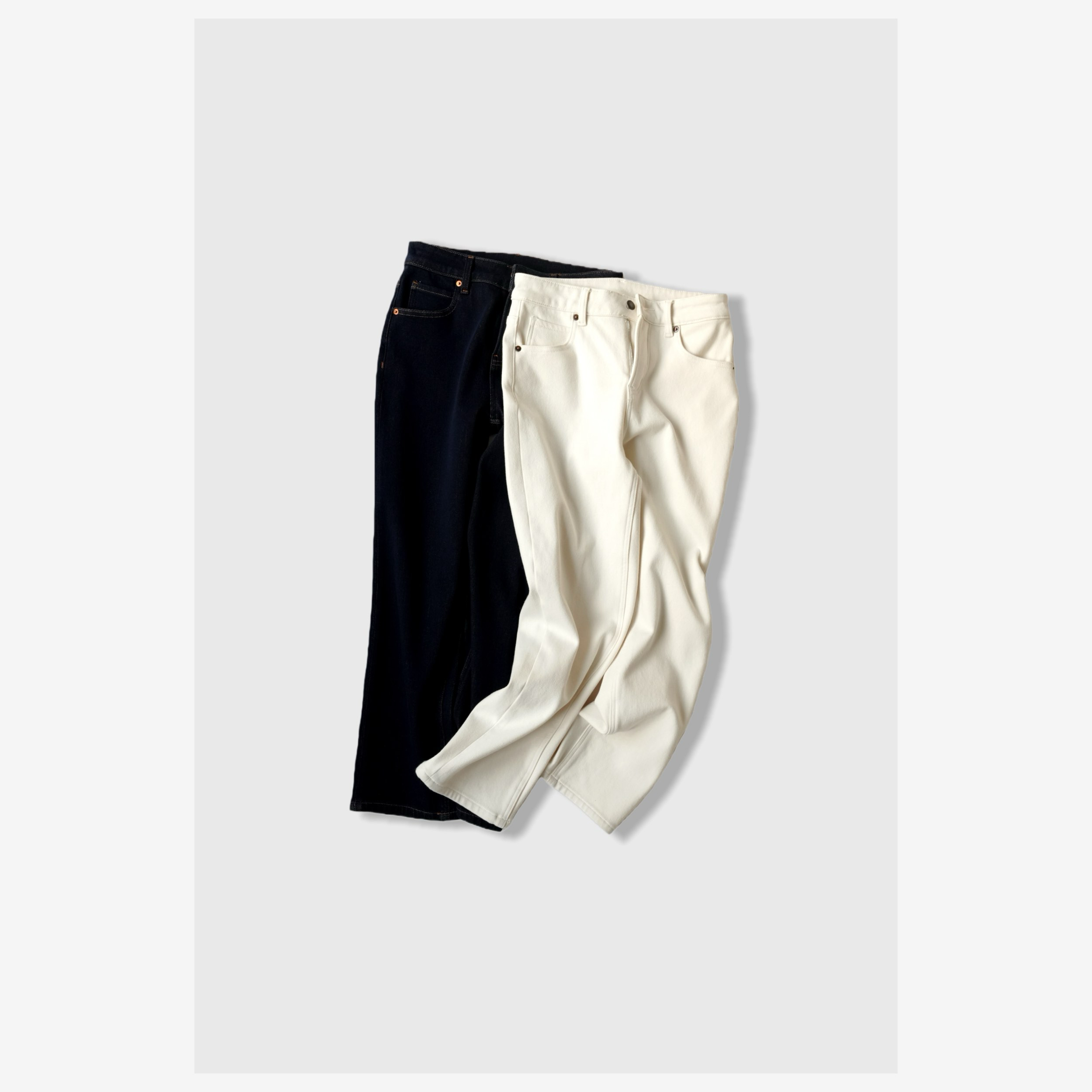 两色磨毛加绒弹力宽松直筒九分牛仔裤