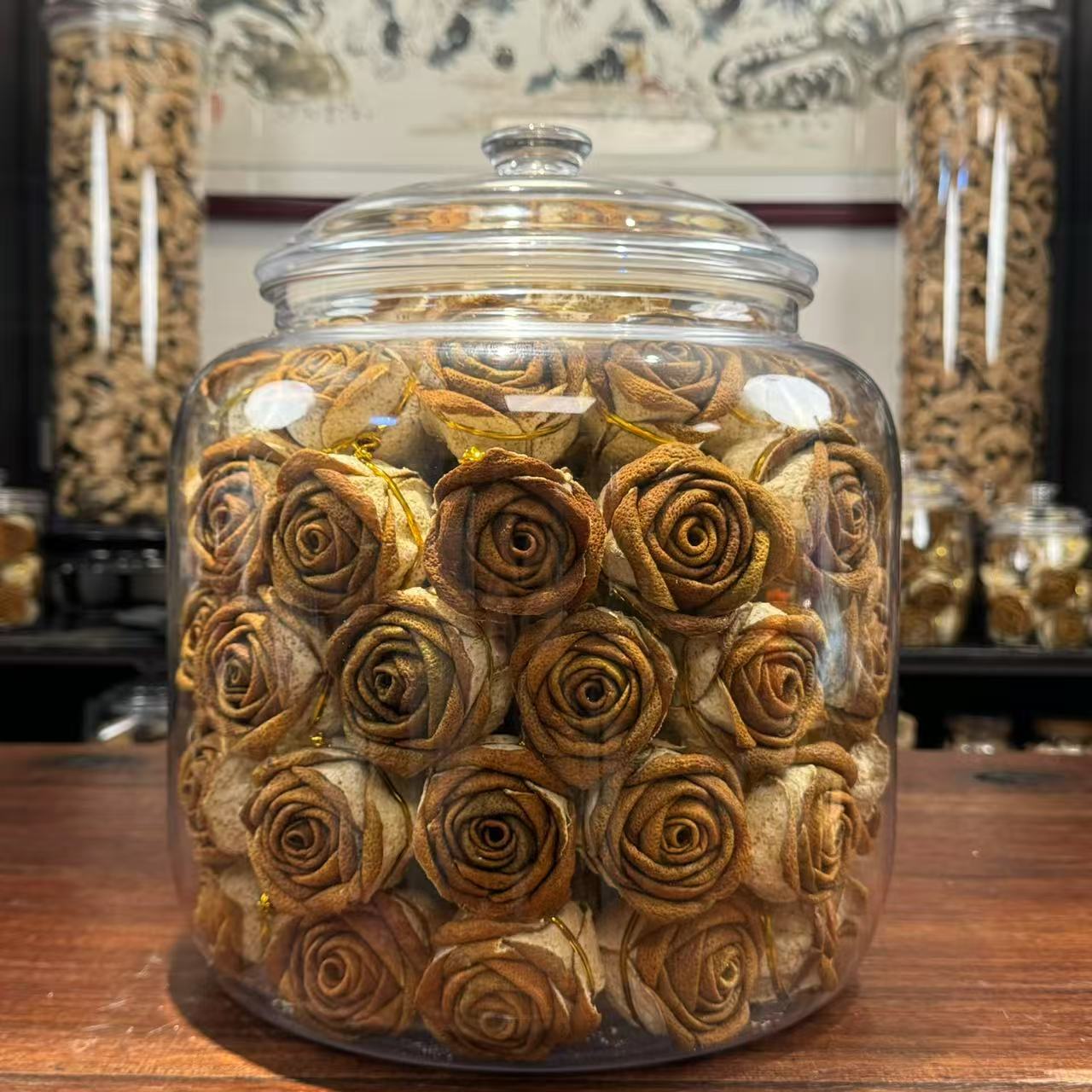 冬后大红陈皮玫瑰花 2024年深吕圈枝冬后大红 纯手工制作