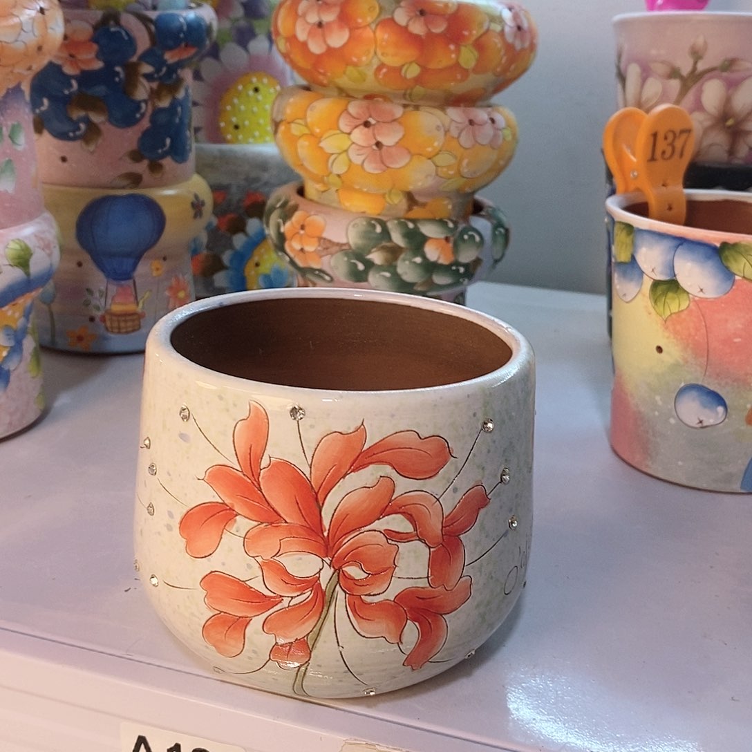 紫砂花盆红陶手绘花盆