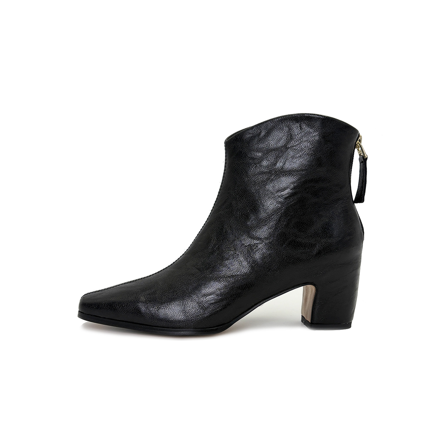 时尚黑色粗跟高跟尖头方头秋冬新款A206590