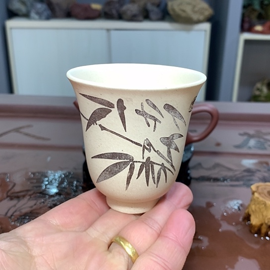 紫砂茶杯全手工制作原矿白玉段泥紫砂主人杯工艺师作品