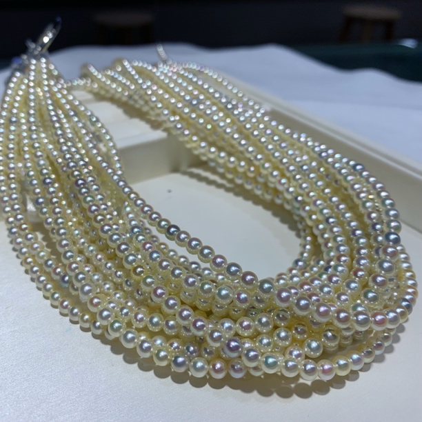 海水珍珠akoya糖果项链4-5mm小米珠仙女极光微微瑕（多样性发一条）